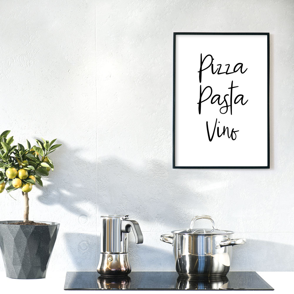 Spruch Poster für die Küche - Pizza Pasta Vino – 4one Pictures