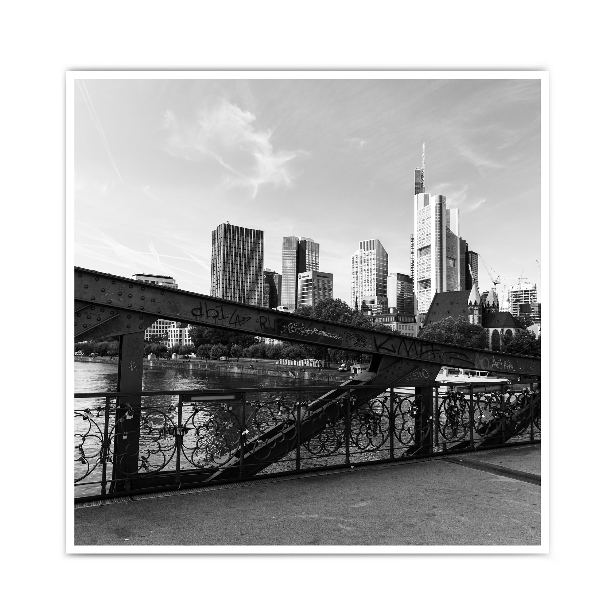 Schwarz Weiß Frankfurt Bild | Querformat