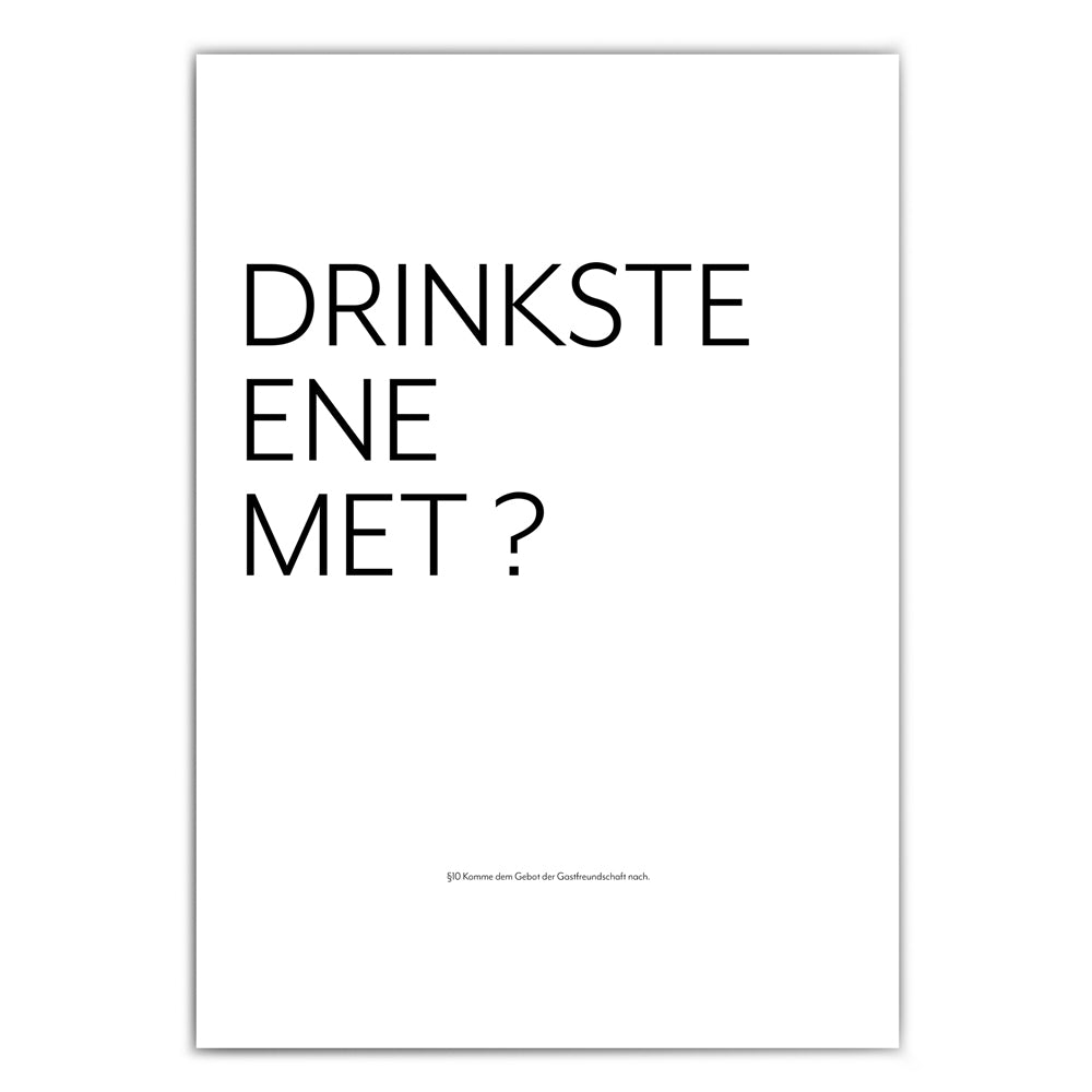 Drinkste ene met Spruch Poster. Kölner Gesetz Bild über Gastfreundschaft.