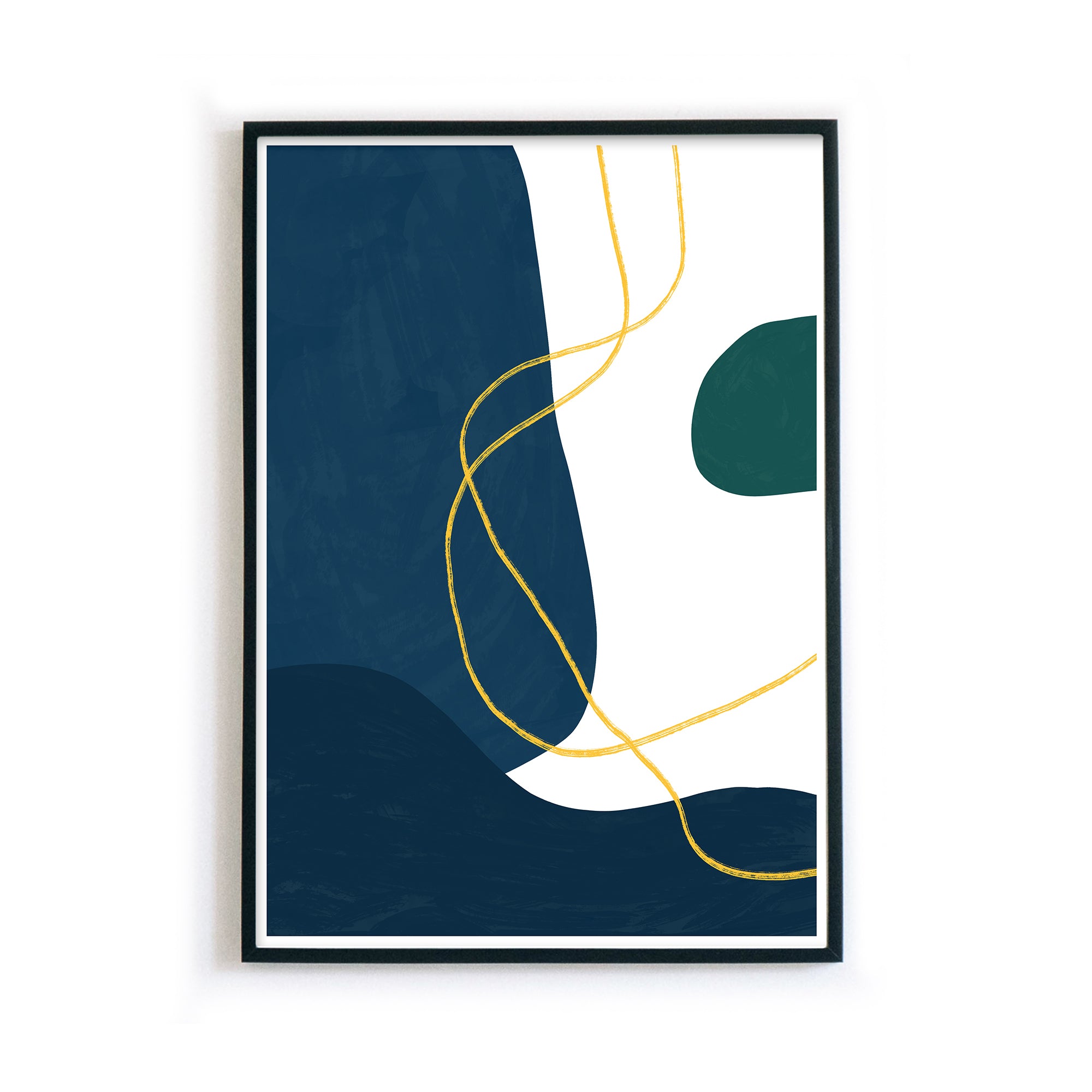 Abstraktes Farben Blau Pictures Poster 4one / Kunst – Goldenen Linien mit - Grün