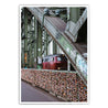 Bild mit Köln Motiv, Bahn fährt über die Hohenzollernbrücke, im Vordergrund sind die Liebesschlösser. Industrie Look.