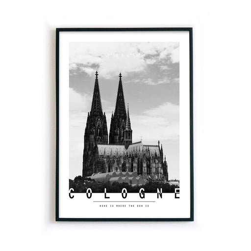 Kölner Dom Poster in Schwarz Weiß - Wandbild von Köln im Bilderrahmen